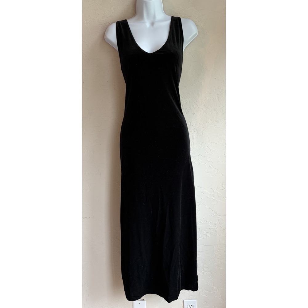 Vintage Y2K Fredericks Of Hollywood Black Velvet Slip Dress L Goth Vamp Grunge